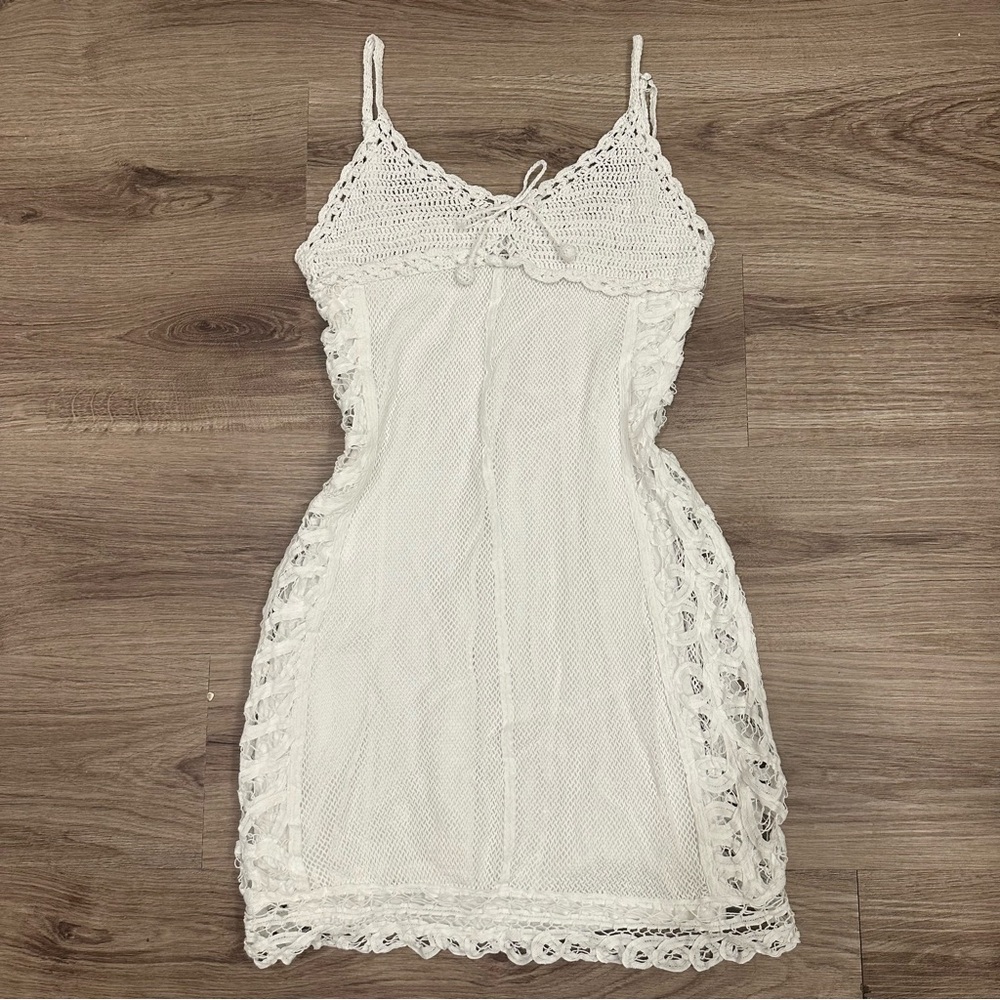 Vintage crochet knit mini dress